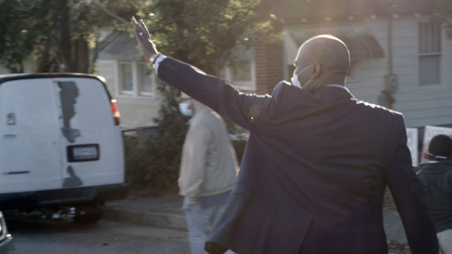 Jaime Harrison waves during his 2020 bid for the US Senate from South Carolina.