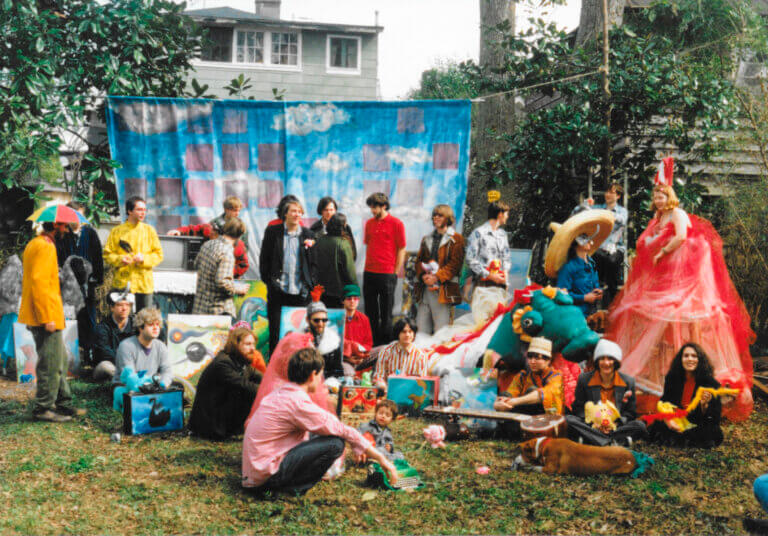 Members of the sprawling Elephant 6 recording collective gathered for a colorful group photo in Athens, GA in the late 1990s. Photo by Amy Hairston.